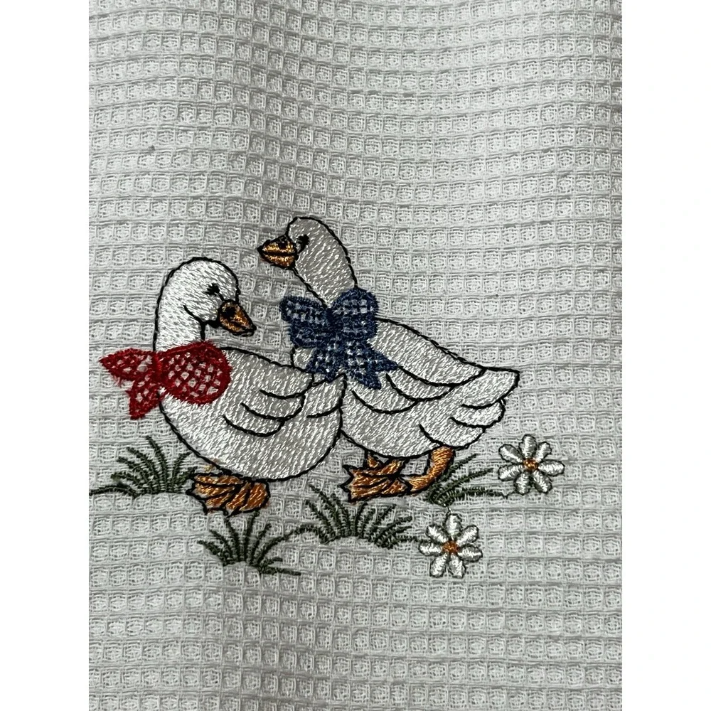 Kitchen Hand Towel Goose Geese Cottage Granny Core Waffle Weave Farmhouse Cotton
